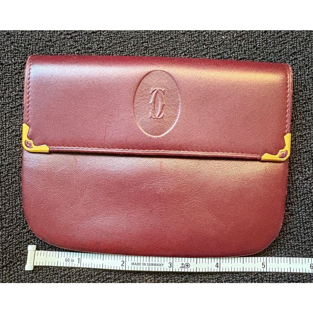 Cartier Burgundy Leather Pouch/Clutch - INCLUDES COA AND CHAIN - Picture 2 of 9